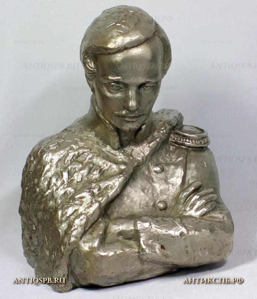 Бюст "М. Ю. Лермонтов", силумин. Автор: Л.Торин. СССР. Сер. ХХ века. №19817